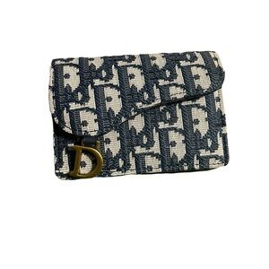 Dior Black and Cream Canvas Wallet